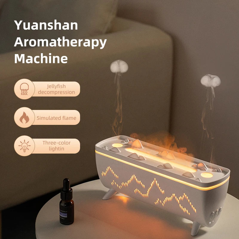 Dual Nozzles Aroma Diffuser Electric Air Humidifier for Home Flame Light Jellyfish Aromatherapy Machine Essential Oil Diffusers