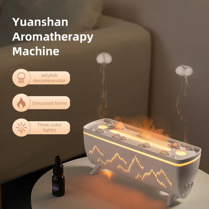 Dual Nozzles Aroma Diffuser Electric Air Humidifier for Home Flame Light Jellyfish Aromatherapy Machine Essential Oil Diffusers